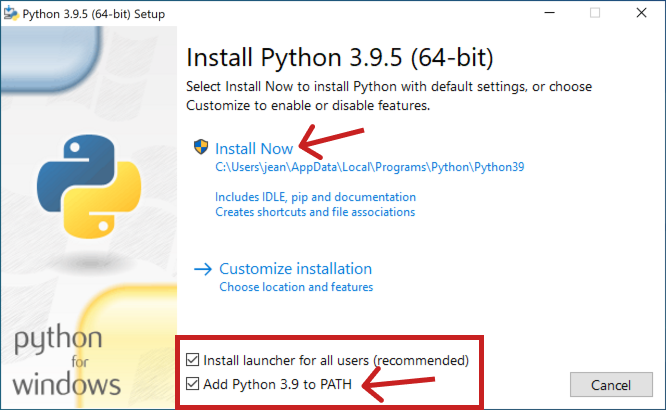 Exec Install Python